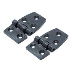 Dobradiça p/ Tampas e Portas Assimétrica em ABS Preta - 5 Furos - 59x35mm