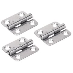 Dobradiça p/ Tampas e Portas Quadrada em Aço Inox Estampado - 38x34mm - 2 x 2 - 3 un.