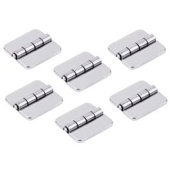 Dobradiça p/ Tampas e Portas Quadrada em Aço Inox Estampado - 38x34mm - 2 x 2 c/ Capa - 6 un.