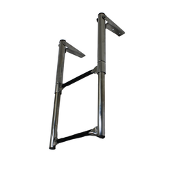 Escada em Aço Inox Retrátil p/ Embarcações - 2 Degraus c/ Antiderrapante