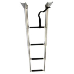 Escada em Aço Inox Retrátil p/ Embarcações Seachoice - 4 Degraus c/ Antiderrapante