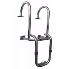 Escada Fixa Alta em Alumínio Dobrável p/ Embarcações - 2 Degraus