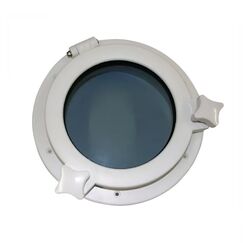 Vigia Gaiuta Circular em ABS Branco 21cm c/ Vidro Temperado