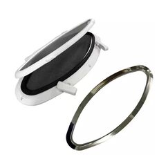 Vigia Gaiuta Oval em ABS Branco 20x47cm c/ Vidro Temperado + Tela Mosquiteira