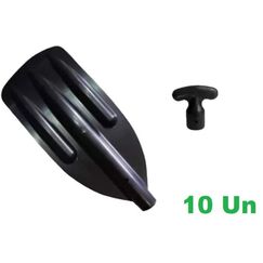 Kit Empunhadura - 8,5 x 8 cm + Pá de Remo 39 x 17 cm p/ Caiaque em Polipropileno - Preta - 10un.