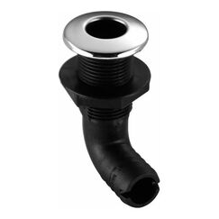 Saída de Costado / Saída D´Água - Plástica 90° - Tam: 1 pol. - Preta c/ Capa em Inox