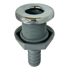 Saída de Costado / Saída D´Água - Plástica - Tam: 7/8 pol. - Cinza c/ Capa em Inox