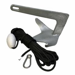 Kit Âncora Galvanizada a Fogo Bruce 2,0kg + Mosquetão Inox + Cabo 8mm 20m + Boia Isopor