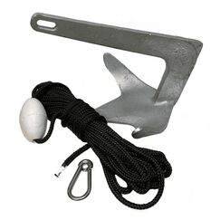 Kit Âncora Galvanizada a Fogo Bruce 2,0kg + Mosquetão Inox + Cabo 8mm 30m + Boia Isopor
