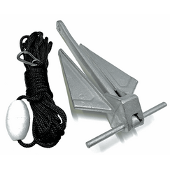 Kit Âncora Galvanizada a Fogo Danforth SB 5,0kg + Mosquetão Inox + Cabo 8mm 20m + Boia Isopor
