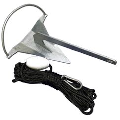 Kit Âncora Galvanizada a Fogo Rocna 1,4kg + Mosquetão Inox + Cabo 8mm 10m + Boia Isopor