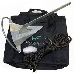 Kit Âncora Galvanizada a Fogo Rocna 1,4kg + Mosquetão Inox + Cabo 8mm 10m + Boia Isopor + Bolsa G Preta