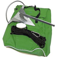 Kit Âncora Galvanizada a Fogo Rocna 1,4kg + Mosquetão Inox + Cabo 8mm 10m + Boia Isopor + Bolsa G Verde