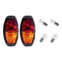 Lanterna Canoinha p/ Carretinha Universal Bicolor - Pisca, Meia Luz e Freio - 12V - c/ Lâmpadas - 2 Unidades