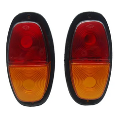 Lanterna Canoinha p/ Carretinha Universal Bicolor - Pisca, Meia Luz e Freio - 12V - s/ Lâmpadas - 2 Unidades