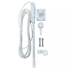 Antena VHF Marítima em Fibra - 1,6 Metros - Ganho Real até 9 dB - Branca - Cabo 9,1m