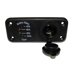 Painel Duplo c/ Medidor de Nível de Bateria + Tomada 12V c/ Tampa Protetora