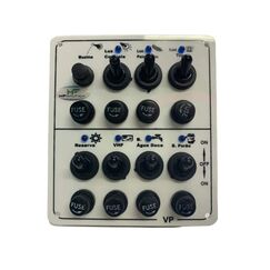 Painel Elétrico Marinizado c/ 8 Botões c/ Fusível e LED Individual - Branco - Vertical - em Acrílico
