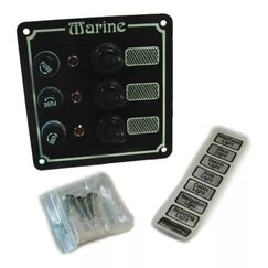 Painel Elétrico Marinizado p/ 3 Botões Emborrachados c/ Fusível Individual - em Alumínio Preto