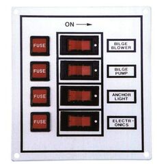 Painel Elétrico Marinizado p/ 4 Botões Iluminados c/ Fusível Individual - em Alumínio