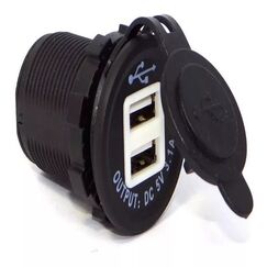Tomada de Embutir USB Dupla 5V 3.1A c/ Tampa Protetora - Redonda