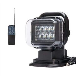 Farol de Busca Direcional Portátil LED Com Controle Remoto Sem Fio 12V - 50W - Preto