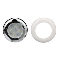 Luz p/ Cabine Interna / Cortesia em ABS Capa Branca / Cromada - 4 LEDS - 12 V - Embutir