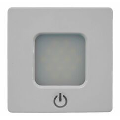 Luz p/ Cabine Interna / Cortesia em ABS Capa Branca Quadrada - 14 LEDS - 12/24 V - Touch