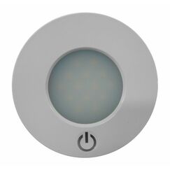 Luz p/ Cabine Interna / Cortesia em ABS Capa Branca Redonda - 14 LEDS - 12/24 V - Touch