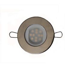 Luz p/ Cabine Interna / Cortesia em ABS Capa Inox Redonda - 12 LEDS - 12/24 V