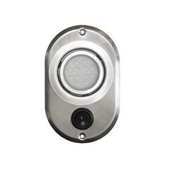 Luz p/ Cabine Interna / Cortesia em Inox de Embutir c/ Interruptor - 12 LEDS - 12 V