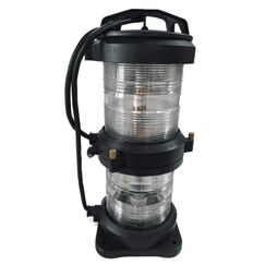 Luz de Navegação Top Dupla - Lente Branca 135°, Corpo em ABS Preto - HORIZONTAL - Acima 50m