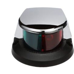 Luz de Proa Bicolor LED c/ Tampa em Latão Cromado, Base em ABS Preto