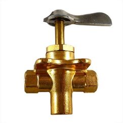 Conexão T em Latão c/ Registro Inox p/ Transferência de Combustível - 3 Conexões 1/4 pol Fêmea