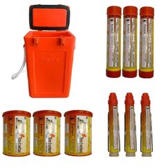 Kit Sinalizador Pirotécnico EUROSUL c/ Maleta INDIOS - Navegação em Águas Costeiras - Mar Aberto - 3 un. de cada