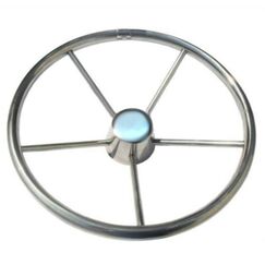Volante Náutico em INOX c/ Acabamento Central em Inox - 343mm