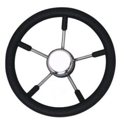 Volante Náutico em Poliuretano Preto c/ Raios em Inox - 350mm