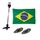 Kit Iluminação em LED c/ Mastro - A: 40cm + Olho de Tubarão + Bandeira do Brasil - Cromado