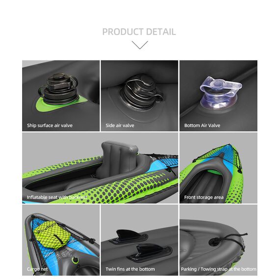 Caiaque Inflável C/ Mochila Inflador E Remo - Seaflo - 1 pessoa