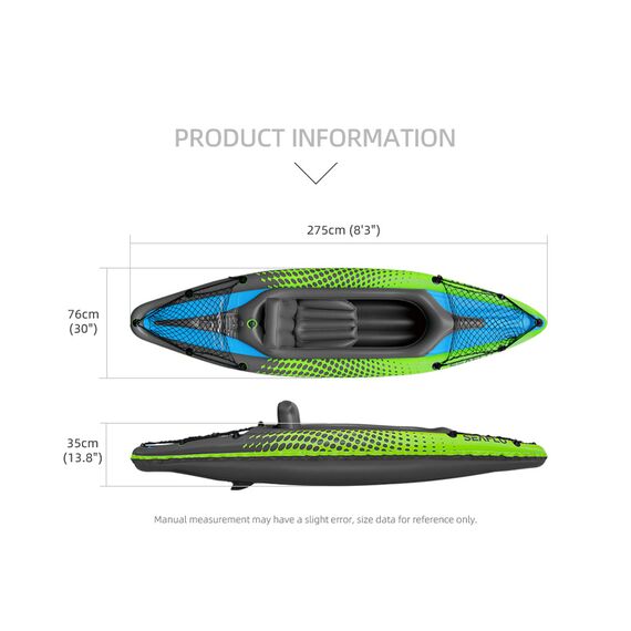 Caiaque Inflável C/ Mochila Inflador E Remo - Seaflo - 1 pessoa