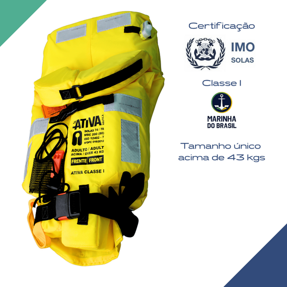 Colete Ativa Classe I - Solas 150N - Tamanho Único - Homologado
