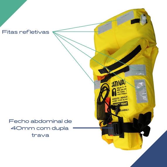 Colete Ativa Classe I - Solas 150N - Tamanho Único - Homologado