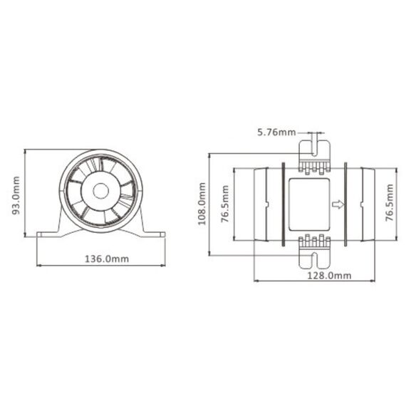 Blower de Ventilação / Exaustor de Porão a Prova D´Água - 3 pol. 145CFM 12V 3.0A Linear