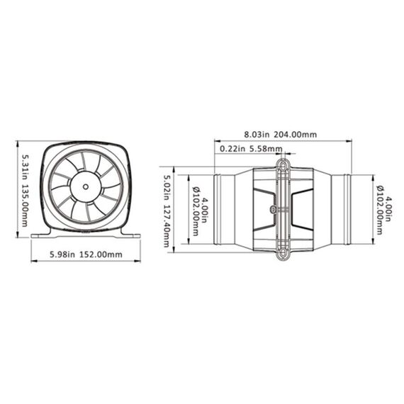 Blower de Ventilação / Exaustor de Porão a Prova D´Água - 3 pol. In-Line - Seaflo