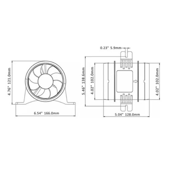 Blower de Ventilação / Exaustor de Porão a Prova D´Água - 4 pol. 235CFM 12V 4.0A Linear