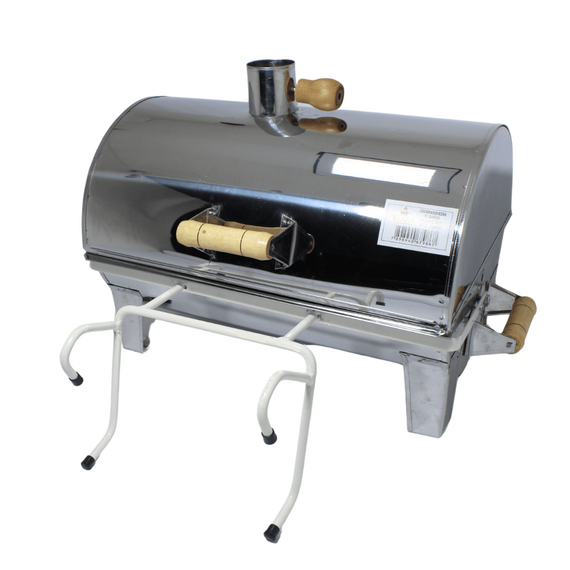 Churrasqueira a Carvão Em Aço Inox Bafinho Com Suporte P/ Embarcações - Tam: 40 x 25 cm