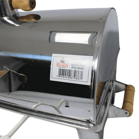 Churrasqueira a Carvão Em Aço Inox Bafinho Com Suporte P/ Embarcações - Tam: 40 x 25 cm