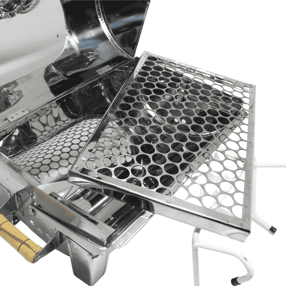 Churrasqueira a Carvão Em Aço Inox Bafinho Com Suporte P/ Embarcações - Tam: 40 x 25 cm