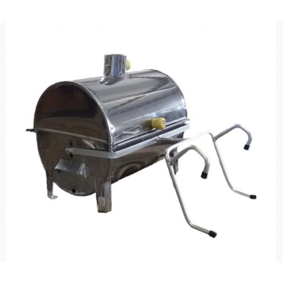 Churrasqueira a Carvão Em Aço Inox Bafinho Mini Com Suporte P/ Embarcações - Tam: 30 x 20 cm