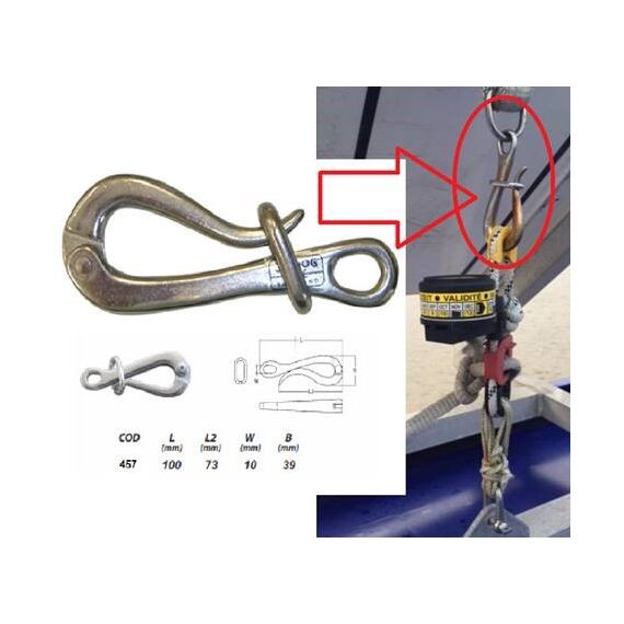 Desengate Pelicano - 10cm - INOX - p/ Balsa Inflável